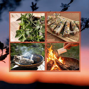 Blumen, Kräuter und Lagerfeuer beim Mittsommer Workshop für Naturverbundene.