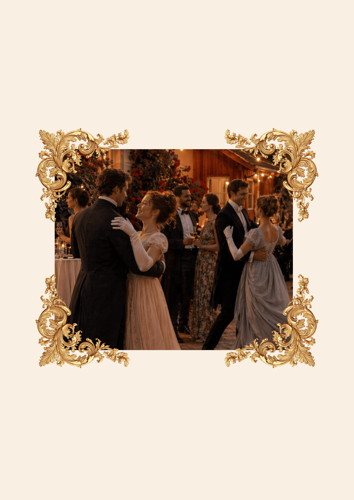 Elegante Paare tanzen bei Sommernachtstraum-Event.