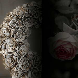 Blumenkranz aus getrockneten Rosen für den Workshop bei Gut Leben in Berlin.