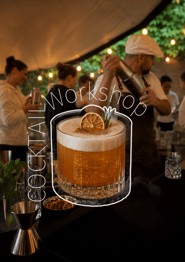 Cocktail Workshop bei Gut Leben Berlin mit Gästen und Barpersonal.